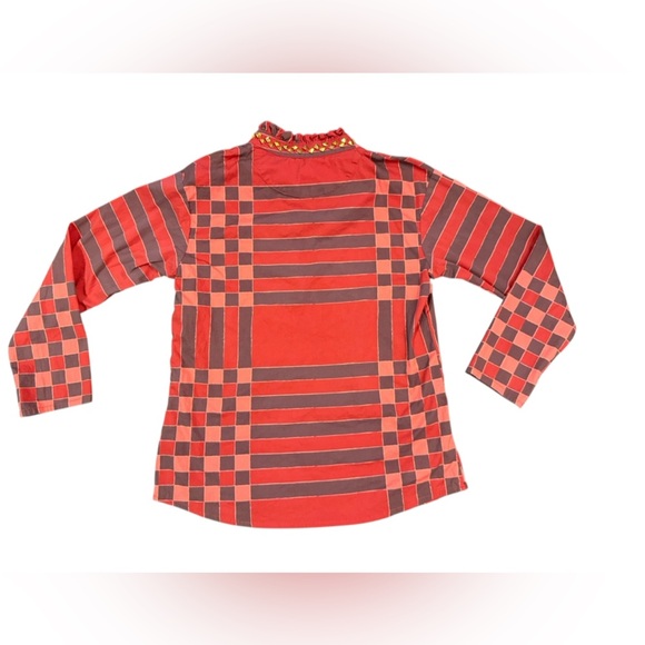 Sheridan French Liv Blouse in Red Plaid with Gold Studs Size XS - Picture 7 of 12